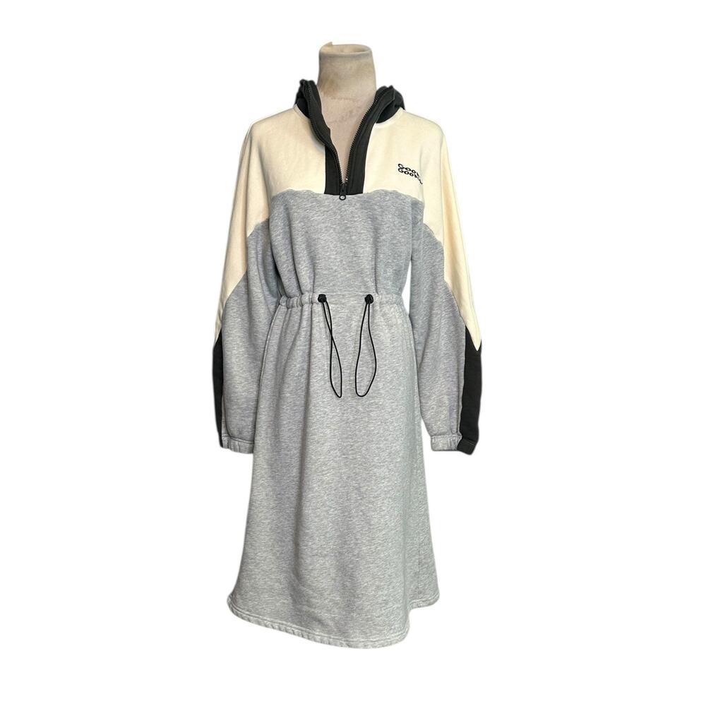 HDYS gray cream color block hoodie sweatshirt dress size small